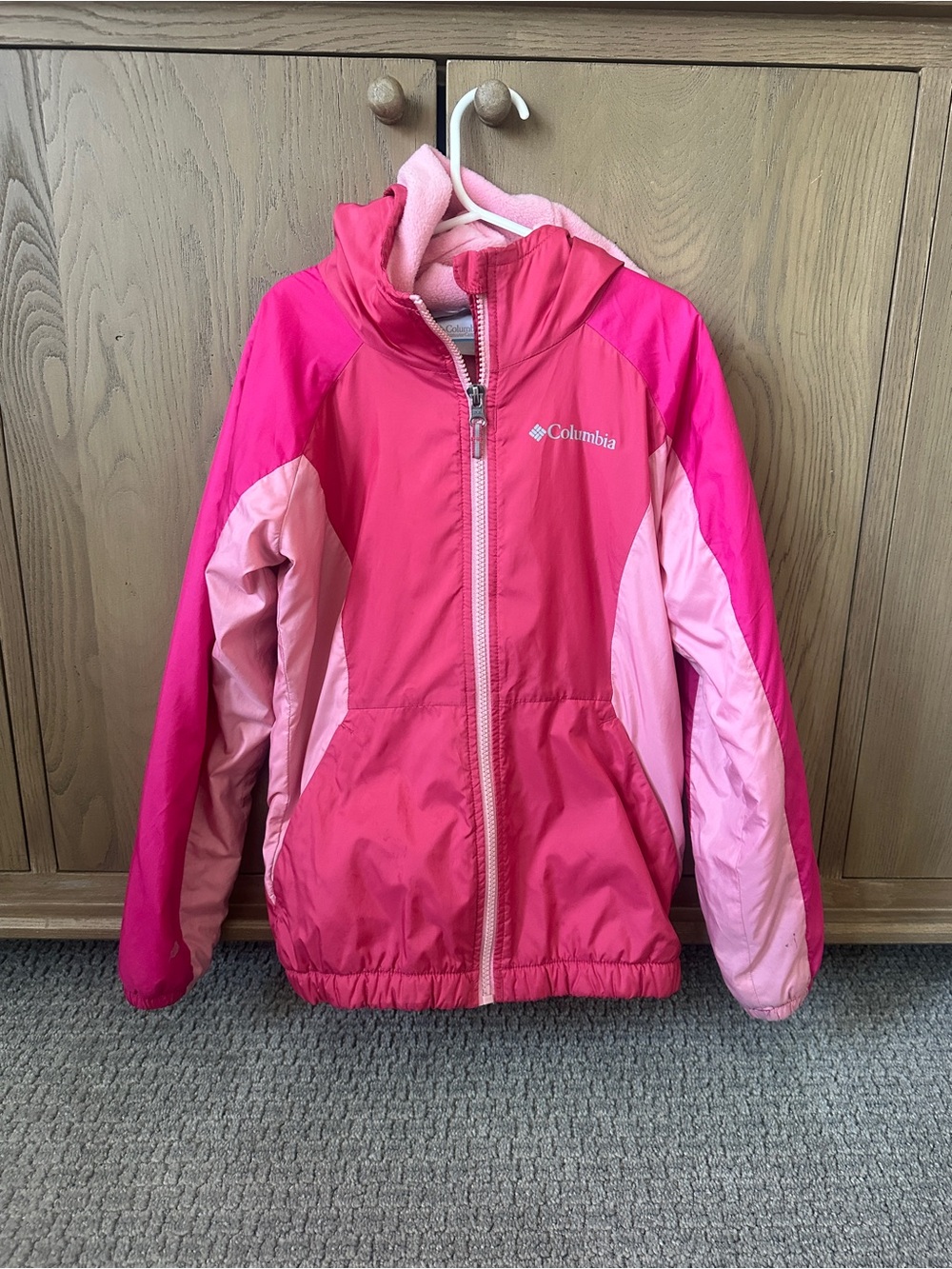 Columbia Girls' Pink & Light Pink Colorblock Puffer Jacket
